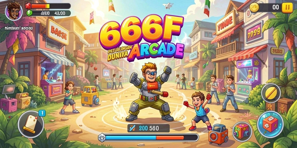 Gambaran gameplay dinamis dalam game Arcade 666F.