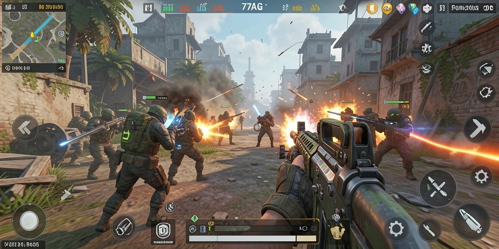 Tampilan gameplay TPS yang mendebarkan di 77AG.
