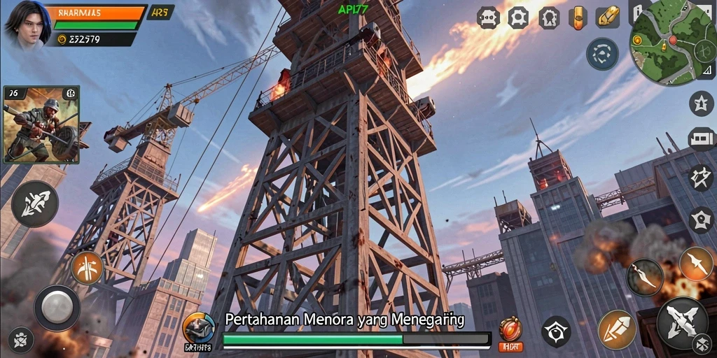 Tampilan gameplay menegangkan di <strong>API77</strong> dengan aksi pertahanan menara.