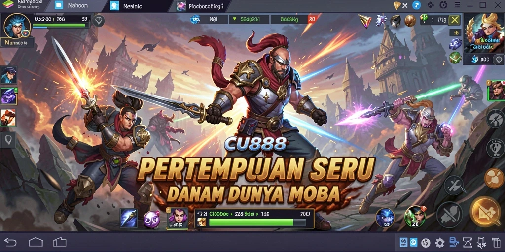 Screenshot gameplay <strong>CU888</strong> menunjukkan karakter bertarung dalam arena pertempuran yang dinamis.
