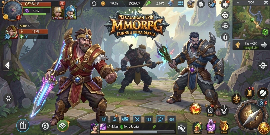 Tampilan gameplay DORA77 yang menawan di dunia MMORPG.