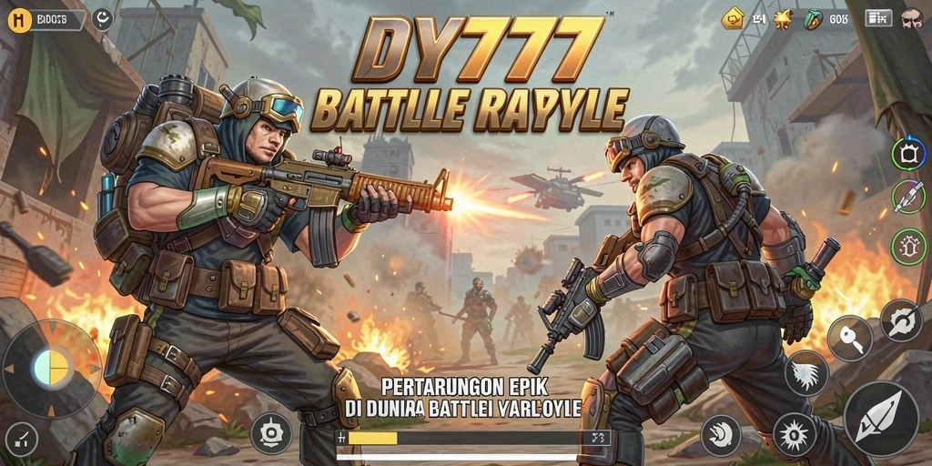 Tangkapan layar DY777 dengan aksi pertempuran seru Battle Royale.