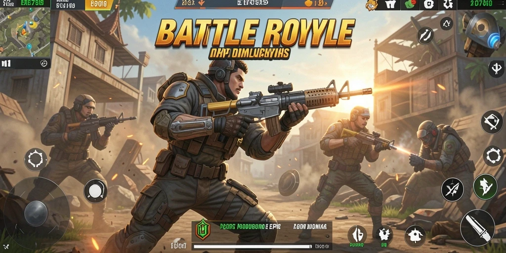 Screenshot seru dari gameplay EE789 di medan pertempuran Battle Royale.