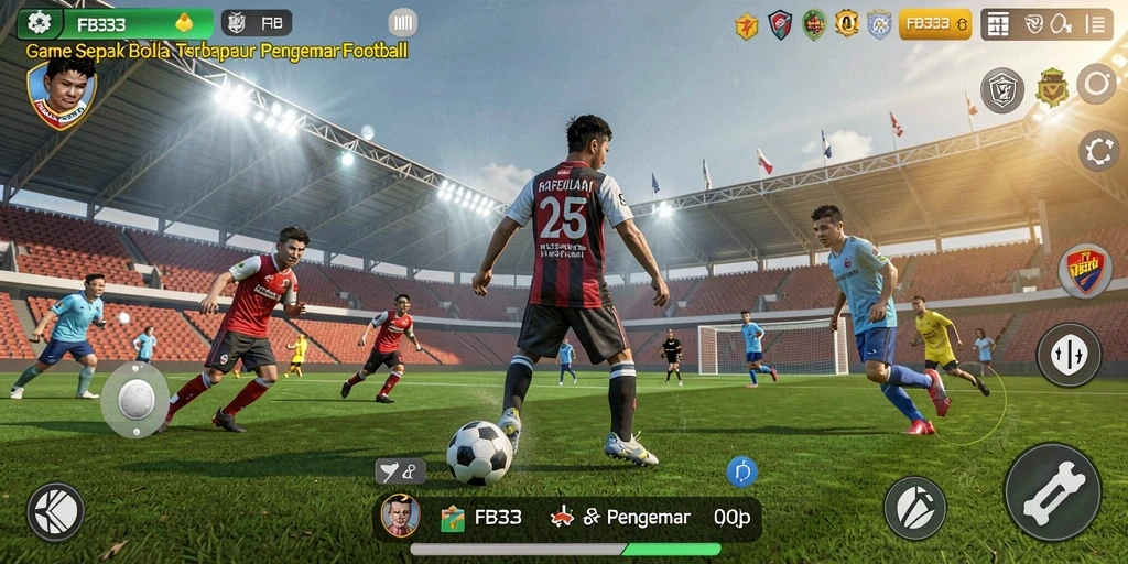 Tampilan gameplay menarik dari FB333 dengan aksi sepak bola intens.