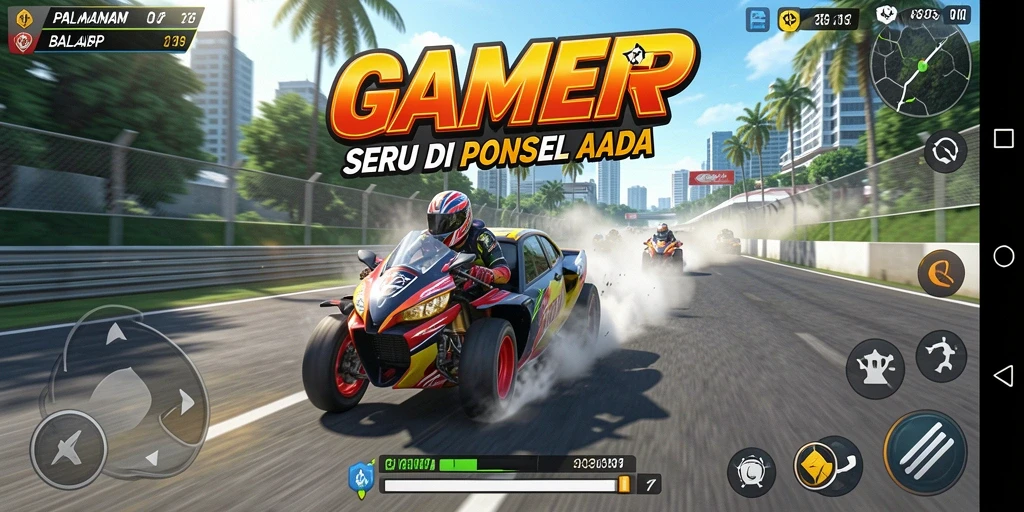 Screenshot yang menampilkan serunya gameplay balap di GAMERP.
