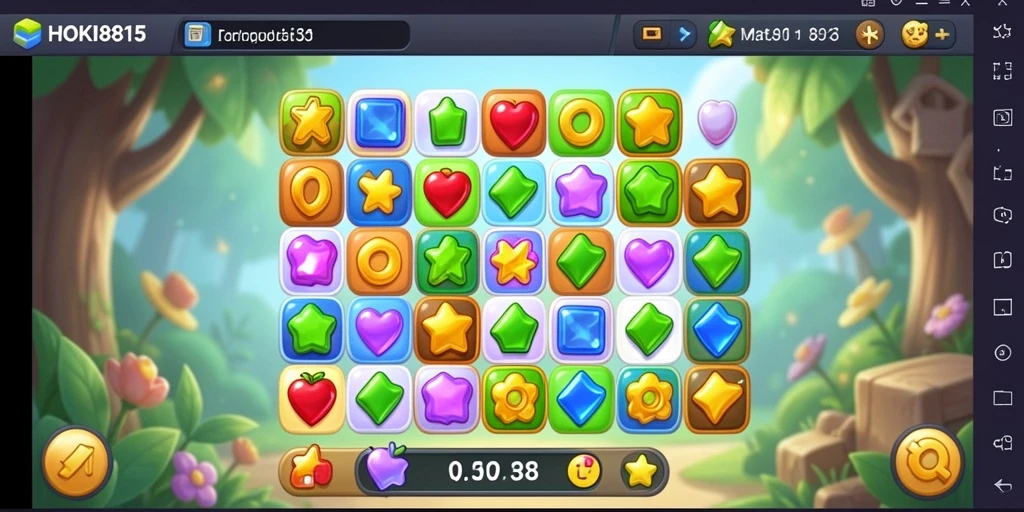 Tampilan gameplay HOKI8815 dengan level match-3 yang seru.