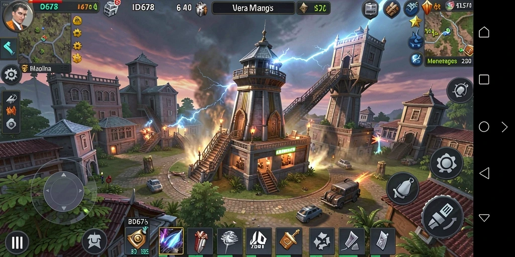 Tangkapan layar dari gameplay menara pertahanan ID678 yang seru.