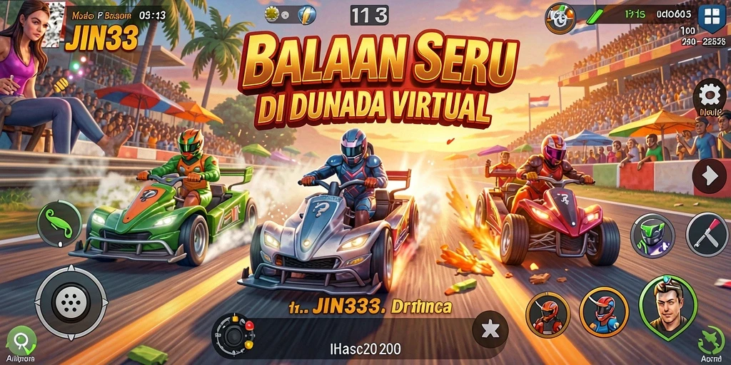 Screenshot gameplay JIN33 menampilkan aksi balapan yang mendebarkan.