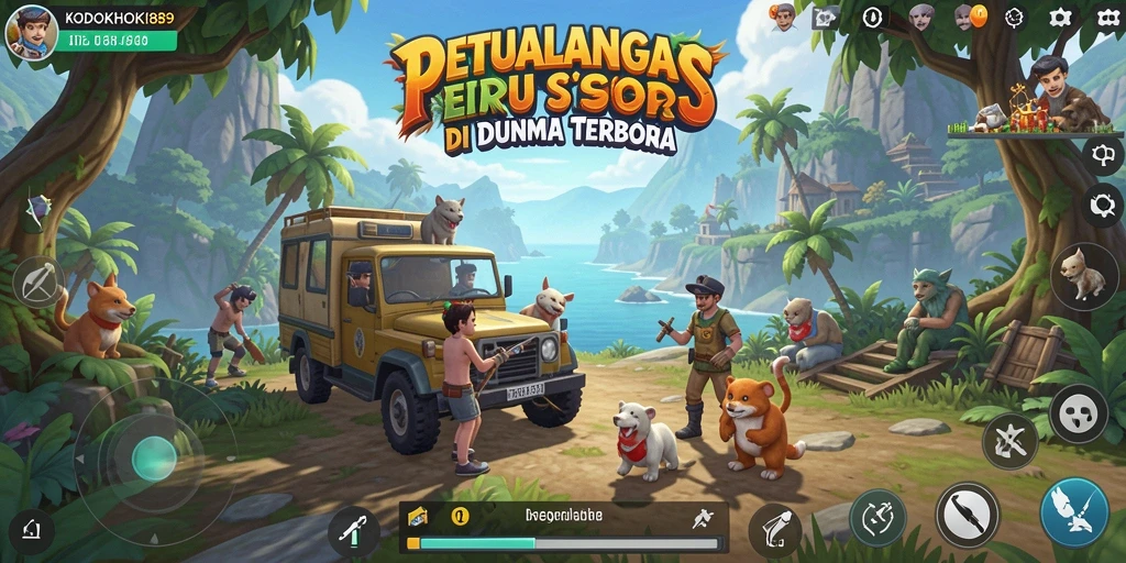 Screenshots gameplay KODOKHOKI889 dengan dunia terbuka yang luas.