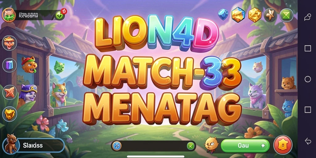 Screenshot gameplay LION4D yang menampilkan aksi Match-3 seru.