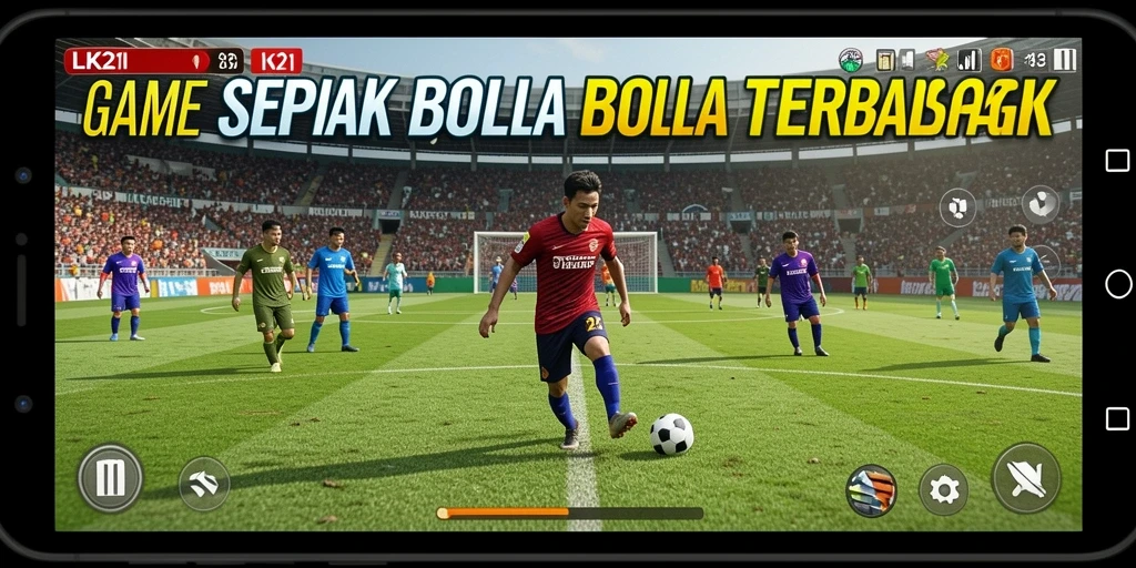 Tampilan gameplay menegangkan dengan aksi sepak bola nyata.