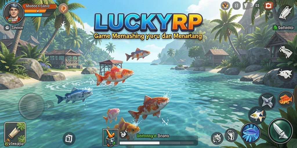 Screenshot gameplay LUCKYRP menampilkan aksi memancing yang seru.