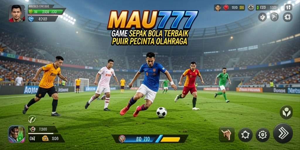 Tampilan gameplay menegangkan dari MAU777 dengan aksi sepak bola yang intens.