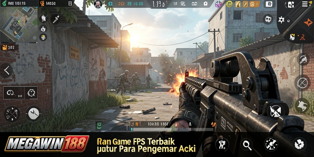 Screenshot gameplay MEGAWIN188 dengan aksi seru di medan perang.