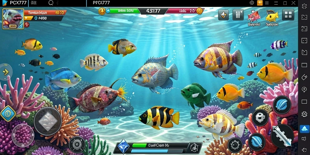 Tampilan gameplay menembak ikan yang seru di PCX777.