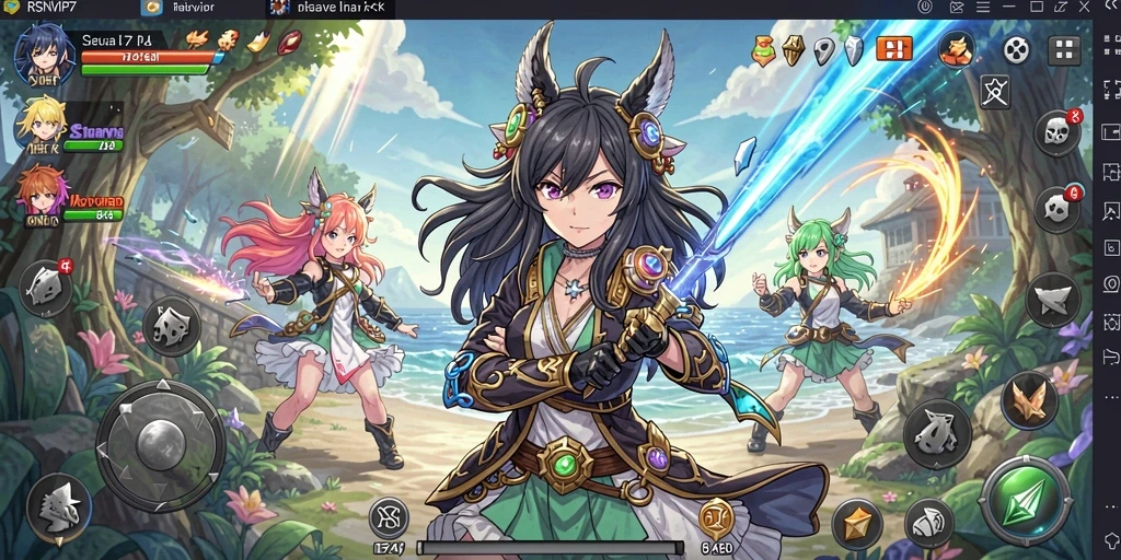 Screenshot gameplay RSNVIP7 menampilkan aksi seru dan karakter anime.
