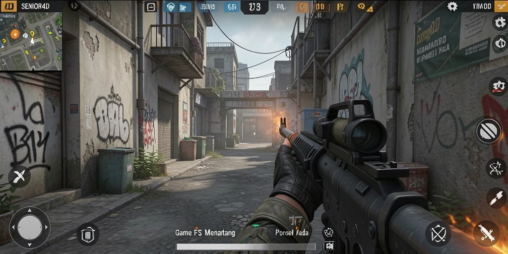 Screenshot gameplay SENIOR4D yang penuh aksi dan menegangkan.