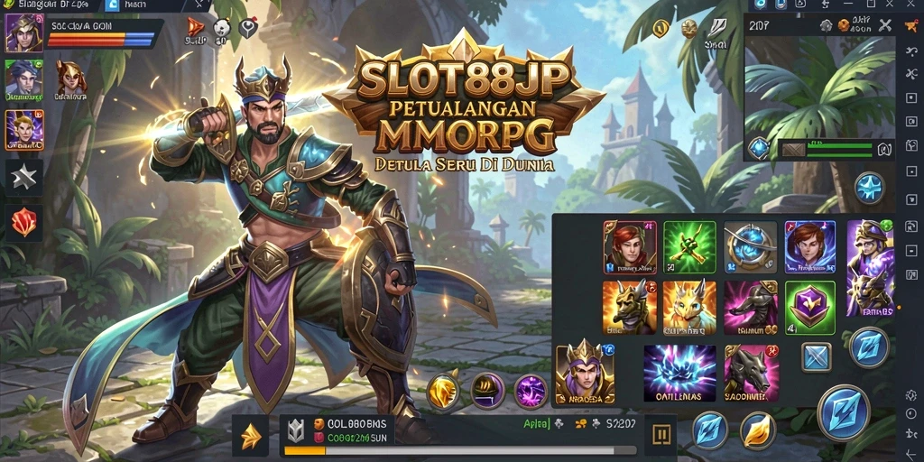 Tangkapan layar gameplay SLOT88JP yang menggambarkan peperangan epik.