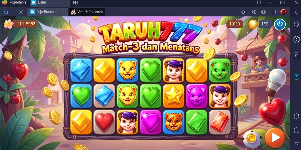 Screenshot gameplay TARUH777 menampilkan aksi seru permainan Match-3.
