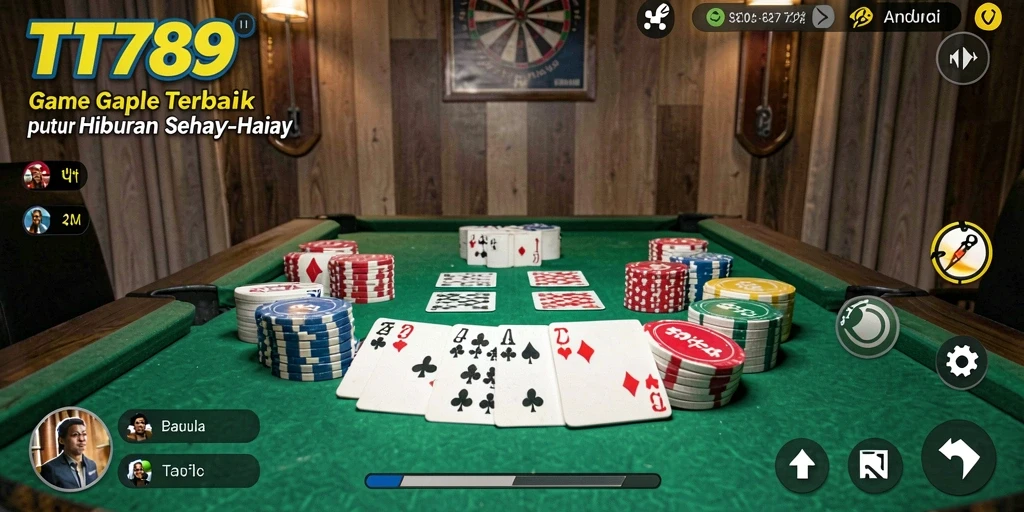Screenshot utama TT789 menampilkan gameplay Gaple yang seru dan menarik.