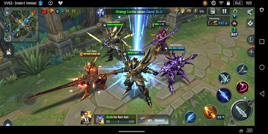 Screenshot gameplay VV62 menampilkan pertempuran strategi yang menarik.