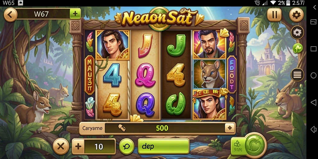 Screenshot utama W67 menampilkan gameplay Slot yang seru dan menarik.